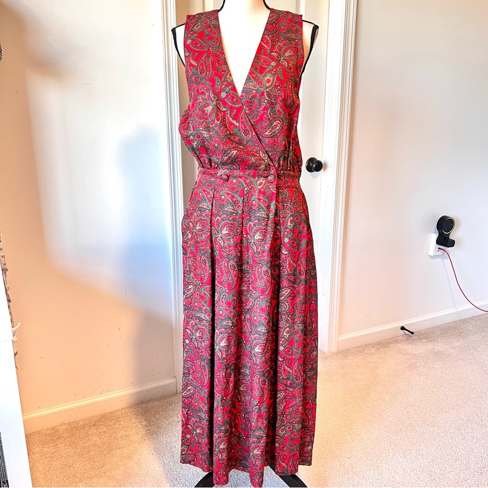 Vintage CHARTER CLUB Sleeveless Holiday Paisley Jumper Dress—SZ. 12